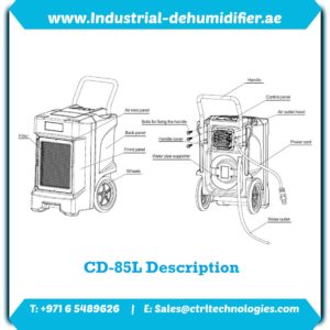 Product schematic of CD-85L Industrial dehumidifier